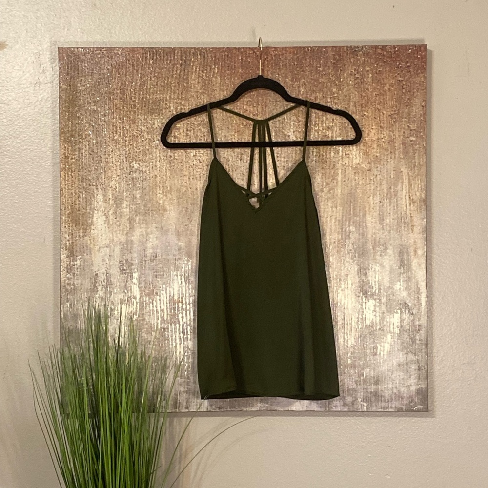 No Boundaries Olive Green Satin Top